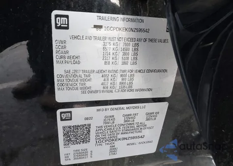 2022 Chevrolet Silverado 1500 4Wd Short Bed Lt With 2Fl z USA, uszkodzony, nr VIN 1GCPDKEK0NZ595542